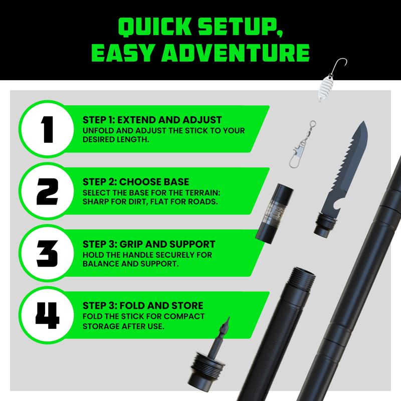 Tactical Hiking Stick – Essential Camping Gear for Hiking & Trekking – Durable Walking Stick for Outdoor Adventures & Travel Accessories
