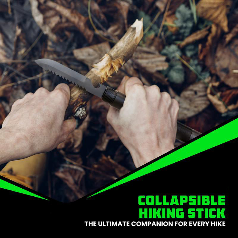 Tactical Hiking Stick – Essential Camping Gear for Hiking & Trekking – Durable Walking Stick for Outdoor Adventures & Travel Accessories