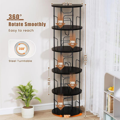 Rotating Bookshelf 3-5 Tier Spinning Bookshelf Tower 360° Display Unique Round Bookcase for Home Study and Office Organization Furniture Stand