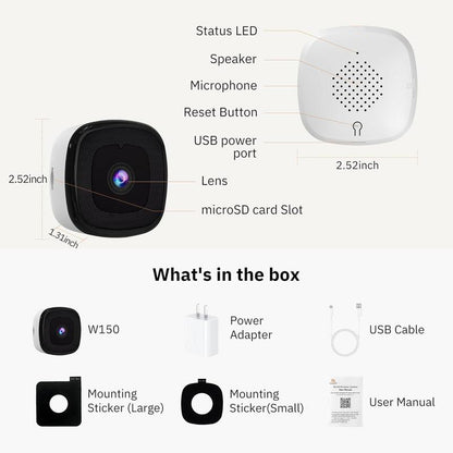 3MP 2K WiFi Window Security Camera – Dual-Band 2.4G/5G, Color Night Vision, Person & Motion Detection, 24/7 Recording, Easy Install