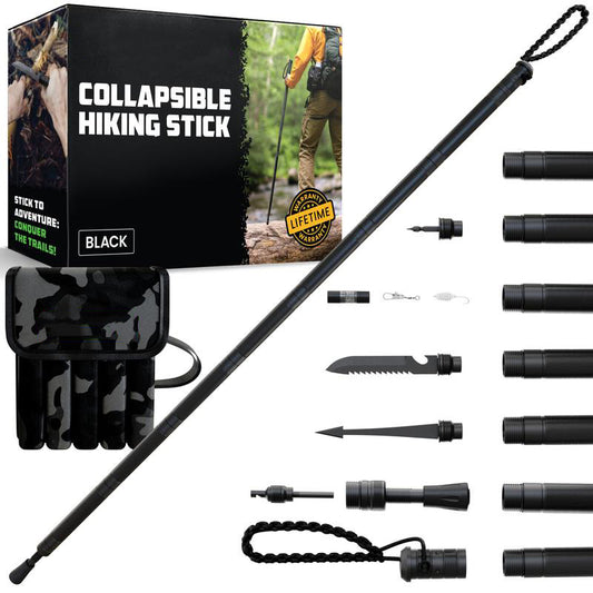 Tactical Hiking Stick – Essential Camping Gear for Hiking & Trekking – Durable Walking Stick for Outdoor Adventures & Travel Accessories