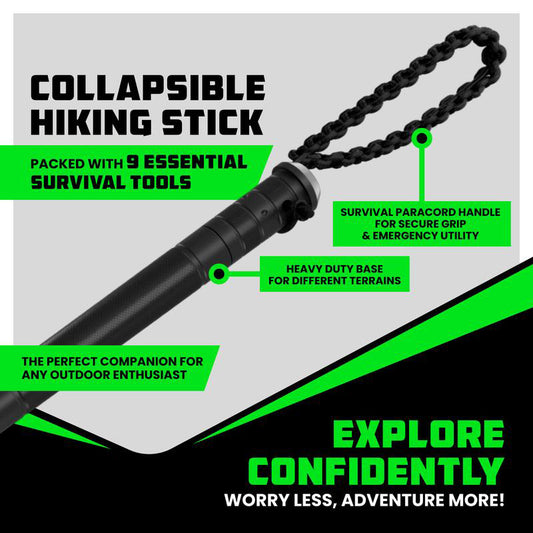 Tactical Hiking Stick – Essential Camping Gear for Hiking & Trekking – Durable Walking Stick for Outdoor Adventures & Travel Accessories