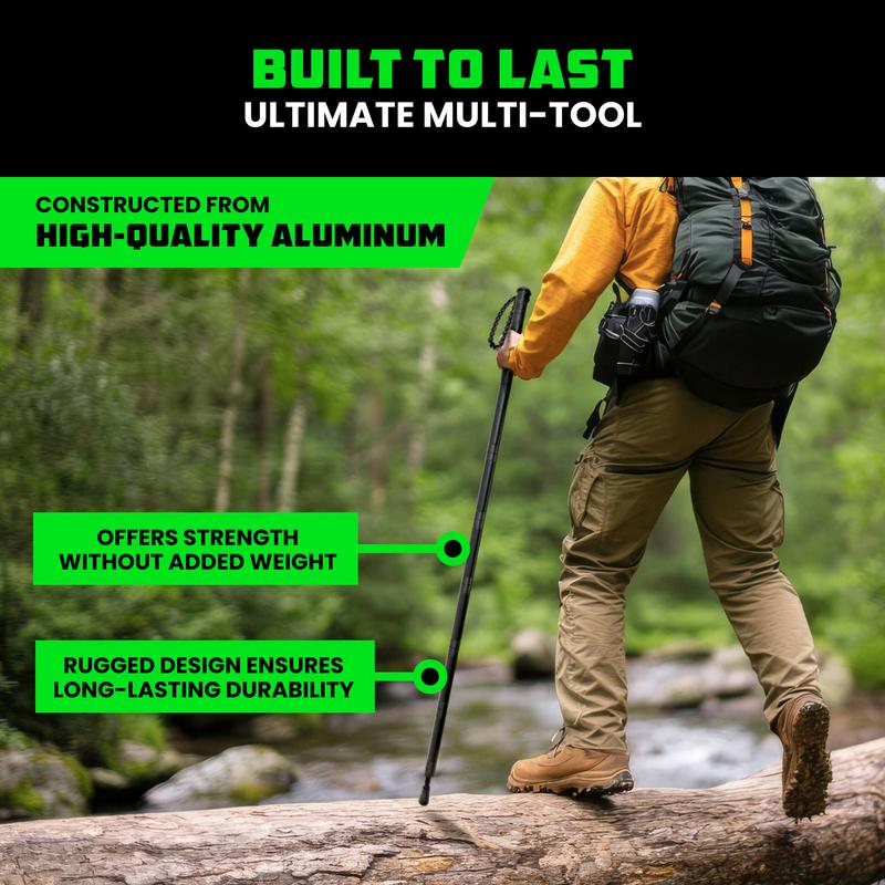 Tactical Hiking Stick – Essential Camping Gear for Hiking & Trekking – Durable Walking Stick for Outdoor Adventures & Travel Accessories