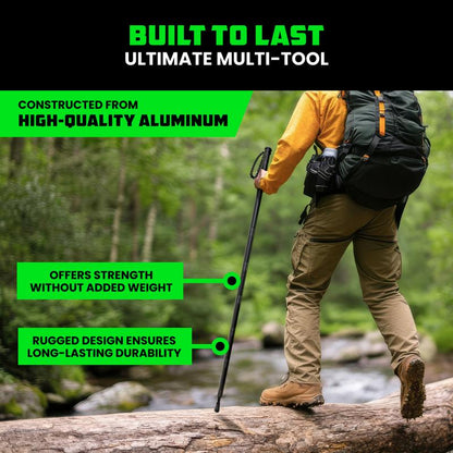 Tactical Hiking Stick – Essential Camping Gear for Hiking & Trekking – Durable Walking Stick for Outdoor Adventures & Travel Accessories
