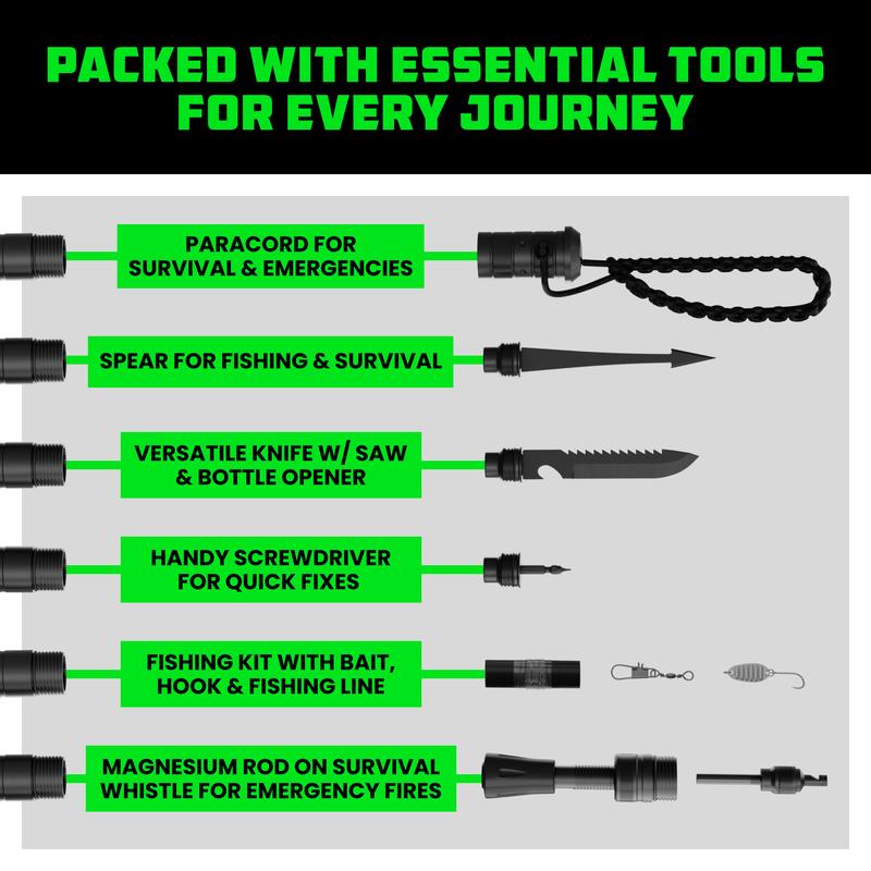 Tactical Hiking Stick – Essential Camping Gear for Hiking & Trekking – Durable Walking Stick for Outdoor Adventures & Travel Accessories