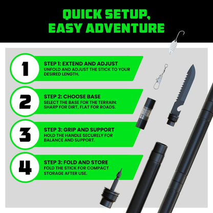 Tactical Hiking Stick – Essential Camping Gear for Hiking & Trekking – Durable Walking Stick for Outdoor Adventures & Travel Accessories